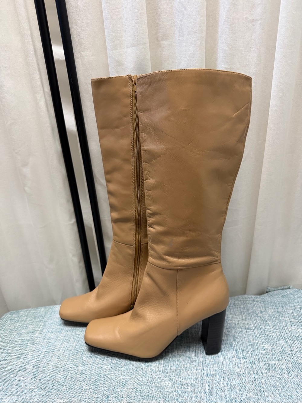 Colin Stuart Over-the-Knee Leather Boots in Camel
